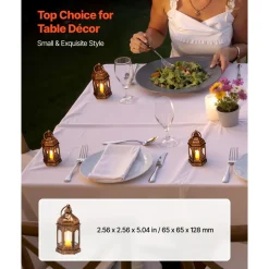 VEVOR 12 Pcs Decorative Candle Lantern, LED Electric Flameless Candle, Plastic LED Holder with Glass, Wall Hanging Indoor Porch Lanterns for Wedding Table Party Farmhouse Indoor Decor, Bronze