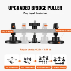VEVOR 56 PCS Dent Removal Kit, Paintless Dent Repair Kit with Golden Lifter, Bridge Puller, Car Dent Puller with Puller Tabs, Hot Glue Gun for Auto Body Dents, Hail Damage, Door Ding