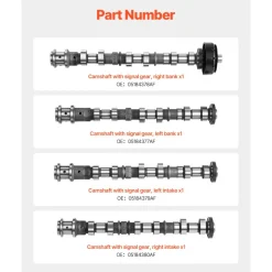 VEVOR 4Pcs Engine Camshaft Set, 05184378AF 05184377AF 05184379AF 05184380A, Fit 2011-2015 Dodge Durango, 2012-2016 Jeep Wrangler, 2014-2016 RAM Promaster 1500/2500/3500, 3.6L