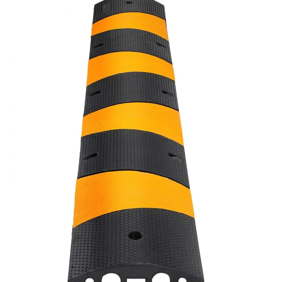 VEVOR 2pcs 6 Feet Rubber Speed Bump Driveway Modular Heavy Duty Speed Bumps 72.4 x 12 x 2.4 Inch Cable Protector Ramp for Garage Gravel Roads Asphalt Concrete