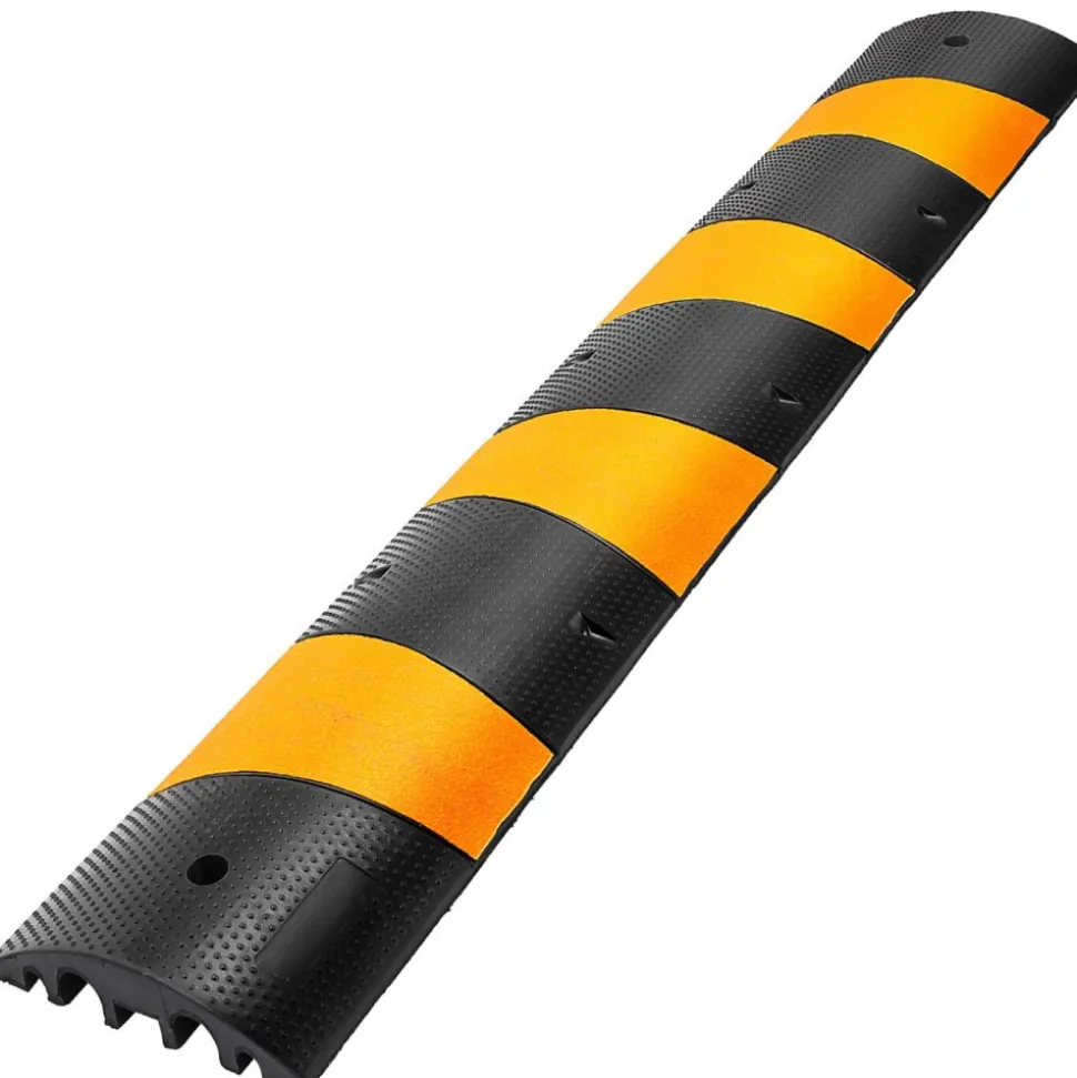 VEVOR 2pcs 6 Feet Rubber Speed Bump Driveway Modular Heavy Duty Speed Bumps 72.4 x 12 x 2.4 Inch Cable Protector Ramp for Garage Gravel Roads Asphalt Concrete