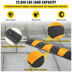 VEVOR 2pcs 6 Feet Rubber Speed Bump Driveway Modular Heavy Duty Speed Bumps 72.4 x 12 x 2.4 Inch Cable Protector Ramp for Garage Gravel Roads Asphalt Concrete