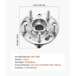 VEVOR 2PCS Front/Rear Wheel Bearing & Hub Assembly Fit for 2020 Chevy Impala LT Premier Sedan 2017 Equinox LS Sport Utility Buick Regal Cadillac XTS Livery Hearse OEM 513288, Wheel Bearing Hub Set