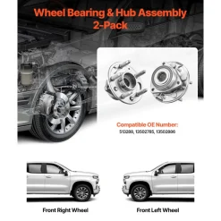 VEVOR 2PCS Front/Rear Wheel Bearing & Hub Assembly Fit for 2020 Chevy Impala LT Premier Sedan 2017 Equinox LS Sport Utility Buick Regal Cadillac XTS Livery Hearse OEM 513288, Wheel Bearing Hub Set