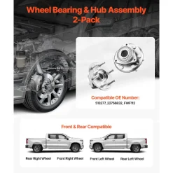 VEVOR 2PCS Front/Rear Wheel Bearing & Hub Assembly Fit for 2016-2017 Buick Enclave Convenience Leather Premium Sport Utility Chevy Traverse LS GMC Acadia OEM 513277, Wheel Bearing Hub Assembly Set