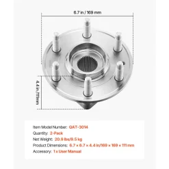 VEVOR 2PCS Front/Rear Wheel Bearing & Hub Assembly Fit for 2016-2017 Buick Enclave Convenience Leather Premium Sport Utility Chevy Traverse LS GMC Acadia OEM 513277, Wheel Bearing Hub Assembly Set