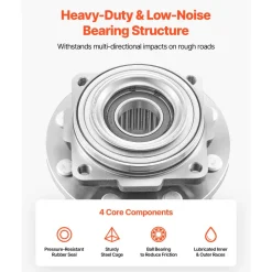 VEVOR 2PCS Front Wheel Bearing & Hub Assembly Fit for 2016 Ford F-250 Super Duty Base King Ranch Lariat Platinum XL Crew Cab Pickup 4-Door OEM 515130, Wheel Bearing Hub Assembly Set with ABS Sensor