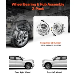 VEVOR 2PCS Front Wheel Bearing & Hub Assembly Fit for 2016 Ford F-250 Super Duty Base King Ranch Lariat Platinum XL Crew Cab Pickup 4-Door OEM 515130, Wheel Bearing Hub Assembly Set with ABS Sensor