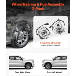 VEVOR 2PCS Front Wheel Bearing & Hub Assembly Fit for 2004-2007 Buick Rainier 2003-2006 Chevy SSR 2002-2009 GMC Envoy 2005-2009 Saab 9-7X OEM 513188, Wheel Bearing Hub Assembly Set with ABS Sensor