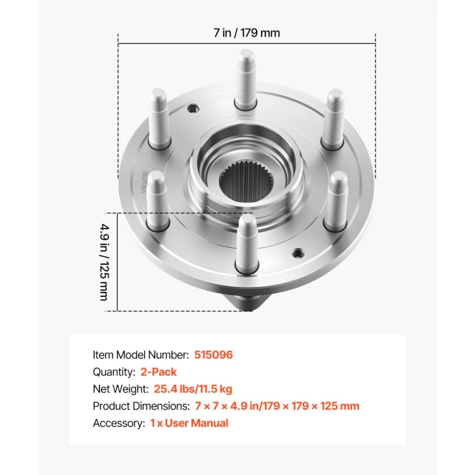VEVOR 2PCS Front Wheel Bearing & Hub Assembly Fit for 2020 Cadillac Escalade Base Platinum Premium Luxury Sport Utility Chevy Suburban LS LT OEM 515160, Wheel Bearing Hub Assembly Set with ABS Sensor