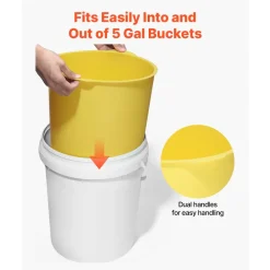 VEVOR 2 Pcs 5 Gallon Bucket Liner for Concrete Mix, Reusable Silicone Mortar Bucket Liner for Thinset Paint Concrete Epoxy Mixing, Heavy-duty Grout Mixer Insert with Measurements, Blue & Yellow