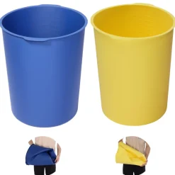 VEVOR 2 Pcs 5 Gallon Bucket Liner for Concrete Mix, Reusable Silicone Mortar Bucket Liner for Thinset Paint Concrete Epoxy Mixing, Heavy-duty Grout Mixer Insert with Measurements, Blue & Yellow