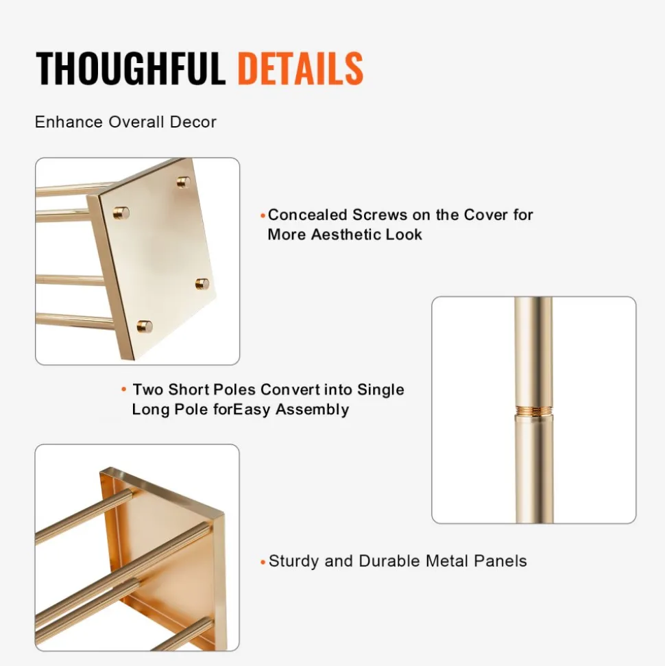 VEVOR 4PCS Gold Metal Column Wedding Flower Stand, 23.6inch High With Metal Laminate, Vase Geometric Centerpiece Stands, Cylindrical Floral Display Rack for Events Reception, Party Road Leads