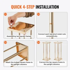 VEVOR 4PCS Gold Metal Column Wedding Flower Stand, 31.5inch High With Metal Laminate, Vase Geometric Centerpiece Stands, Cylindrical Floral Display Rack for Events Reception, Party Road Leads