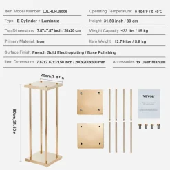 VEVOR 4PCS Gold Metal Column Wedding Flower Stand, 31.5inch High With Metal Laminate, Vase Geometric Centerpiece Stands, Cylindrical Floral Display Rack for Events Reception, Party Road Leads