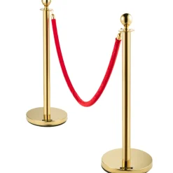 VEVOR 4PCS Gold Stanchion Posts Queue, 38 Inch Red Velvet Rope, Crowd Control Barriers Queue Line Rope, Barriers for Party Supplies