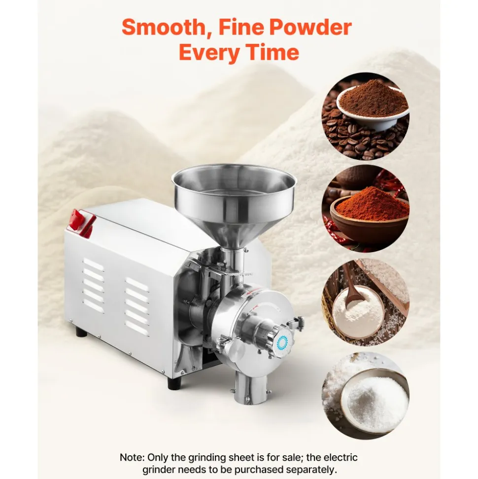 VEVOR 2PCS Grinding Sheets for Electric Grain Mill Grinder, Cast Iron Dry Grinding Discs, Replacement Grinding Plates Compatible with VEVOR HN-2200, HN-3000 Corn Spice Mill Grinder