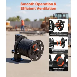 VEVOR 2PCS Heavy Duty Welding Cable Reels, Welding Cable Lead Reels for 150FT 1/0 & 125FT 2/0 Cable, Powder-Coated Steel Reel with Locking Pin for Service Trucks, Fleet Maintenance, Jobsites