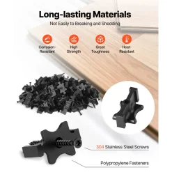 VEVOR 500PCS Hidden Deck Fasteners for Composite Decking Board, Universal Composite T Clips & Plastic Hidden Fasteners with Metal Screws,Polypropylene PP Clips Works with 0.26 inch Gaps, Black