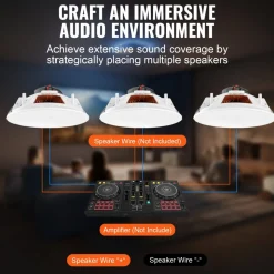 VEVOR 4 PCs 8 Inch in Ceiling Speakers, 100-Watts, Flush Mount Ceiling & in-Wall Speakers System with 8ΩImpedance 89dB Sensitivity, for Home Kitchen Living Room Bedroom or Covered Outdoor Porches