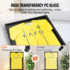 VEVOR 2PCs Jersey Display Frame Case, 23.3x31.2x1.5 in, Large Lockable Sport Jersey Shadow Box with 98% UV Protection PC Glass and Hangers, for Baseball Basketball Football Hockey Shirt and Uniform