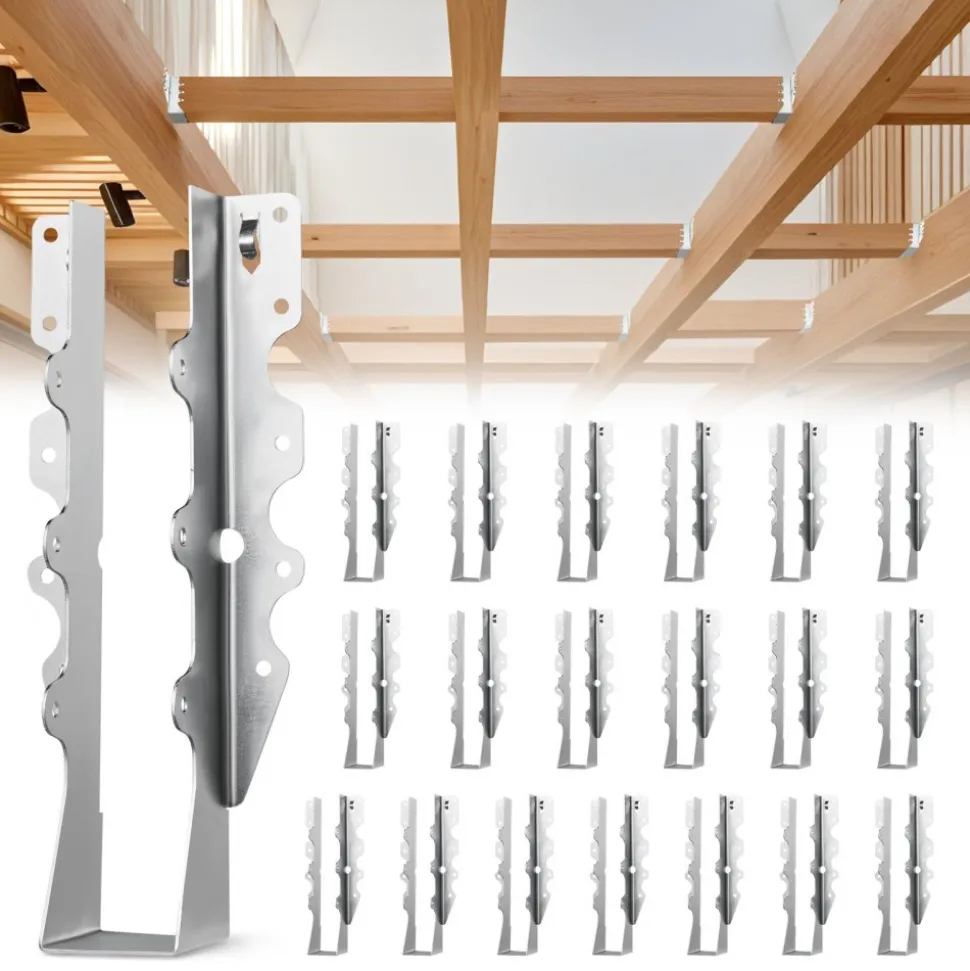VEVOR 50 Pcs Joist Hanger, Inner Dimensions 1.57 x 1.50 x 7.83 inch / 40 x 38 x 199 mm, Rafter Hurricane Ties Joist Hangers with Rustproof Coating, Tie Brackets for Floor Deck and Ceiling Trusses