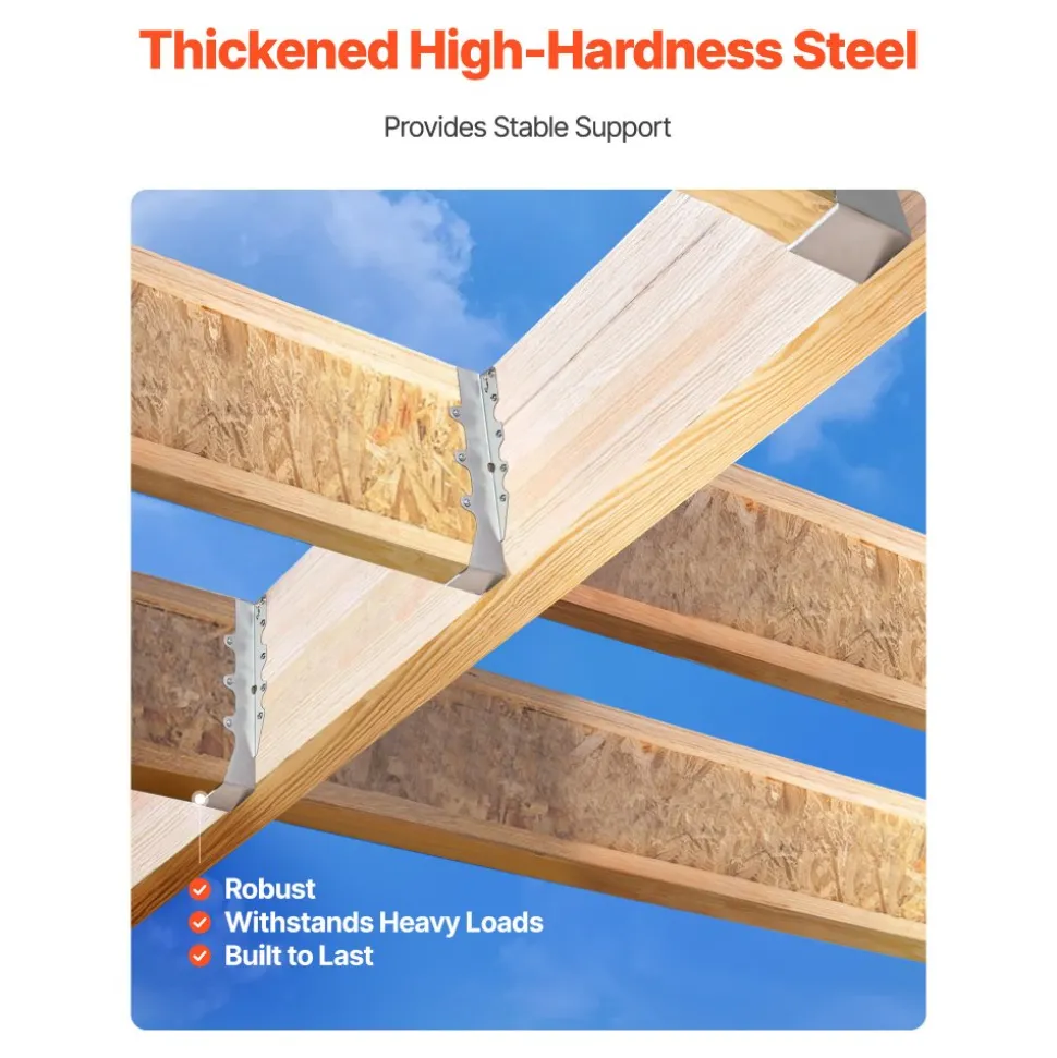 VEVOR 50 Pcs Joist Hanger, Inner Dimensions 1.57 x 1.50 x 7.83 inch / 40 x 38 x 199 mm, Rafter Hurricane Ties Joist Hangers with Rustproof Coating, Tie Brackets for Floor Deck and Ceiling Trusses
