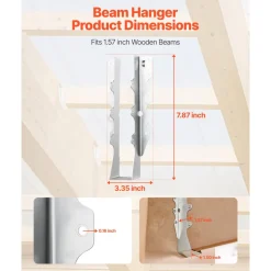 VEVOR 50 Pcs Joist Hanger, Inner Dimensions 1.57 x 1.50 x 7.83 inch / 40 x 38 x 199 mm, Rafter Hurricane Ties Joist Hangers with Rustproof Coating, Tie Brackets for Floor Deck and Ceiling Trusses