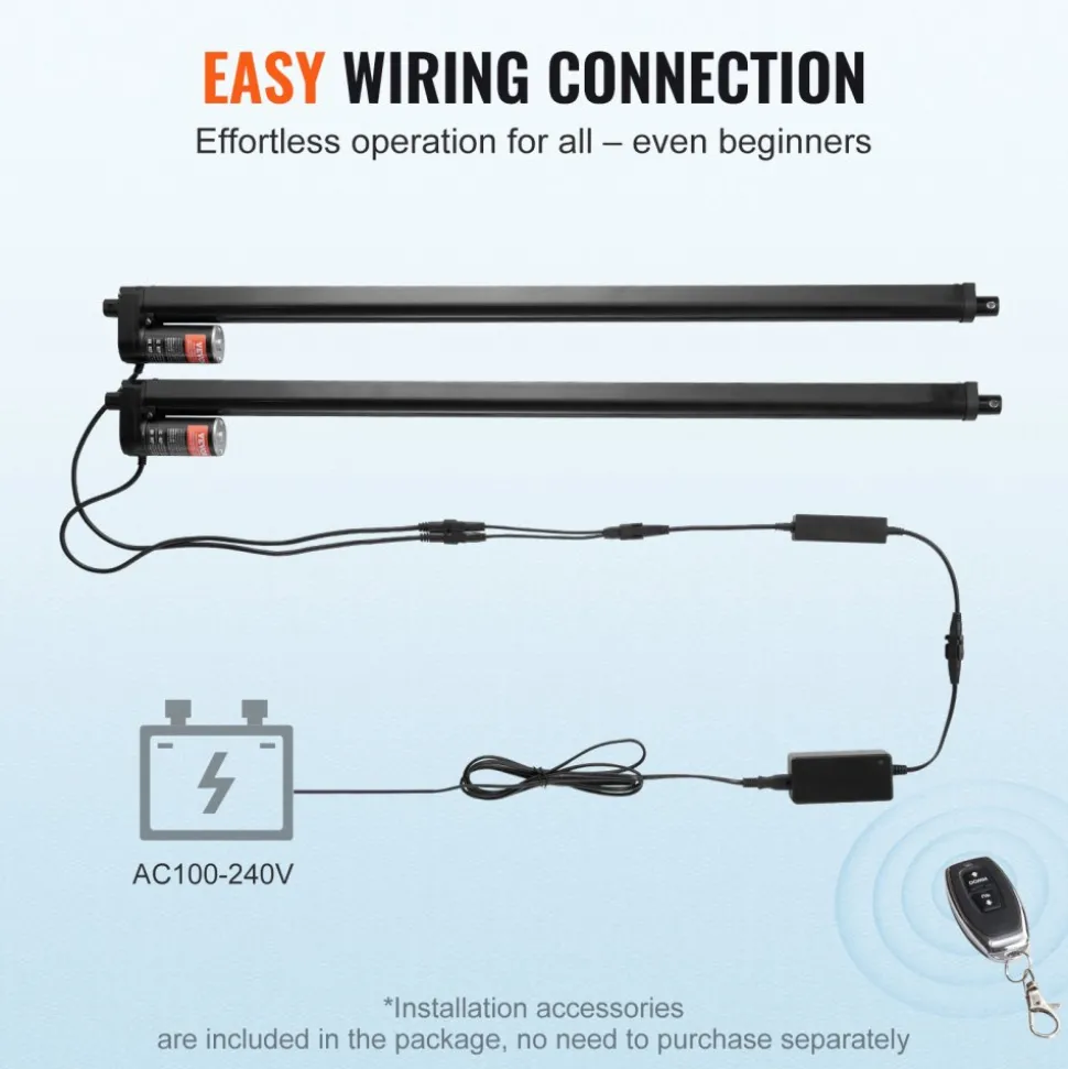 VEVOR 2PCS Linear Actuator Kit, 30 Inch High Speed 0.35"/s Linear Motion Actuator 12V, 220lbs/1000N Linear Actuator for TV/Table/Sofa Lifting, IP54 Protection - Wireless Remote Control Included