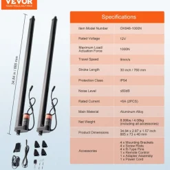 VEVOR 2PCS Linear Actuator Kit, 30 Inch High Speed 0.35