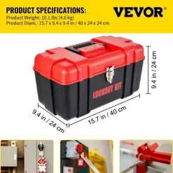 VEVOR 43 PCS Lockout Tagout Kits, Electrical Safety Loto Kit Includes Padlocks, 5 Kinds of Lockouts, Hasps, Tags & Ties, Box, Lockout Safety Tools for Electrical Risk Removal in Industrial, Machinery