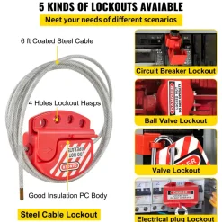 VEVOR 43 PCS Lockout Tagout Kits, Electrical Safety Loto Kit Includes Padlocks, 5 Kinds of Lockouts, Hasps, Tags & Ties, Box, Lockout Safety Tools for Electrical Risk Removal in Industrial, Machinery