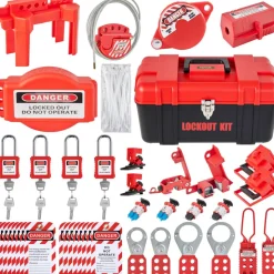 VEVOR 42 PCS Lockout Tagout Kits, Electrical Safety Loto Kit Includes Padlocks, 5 Kinds of Lockouts, Hasps, Tags & Ties, Box, Lockout Safety Tools for Electrical Risk Removal in Industrial, Machinery