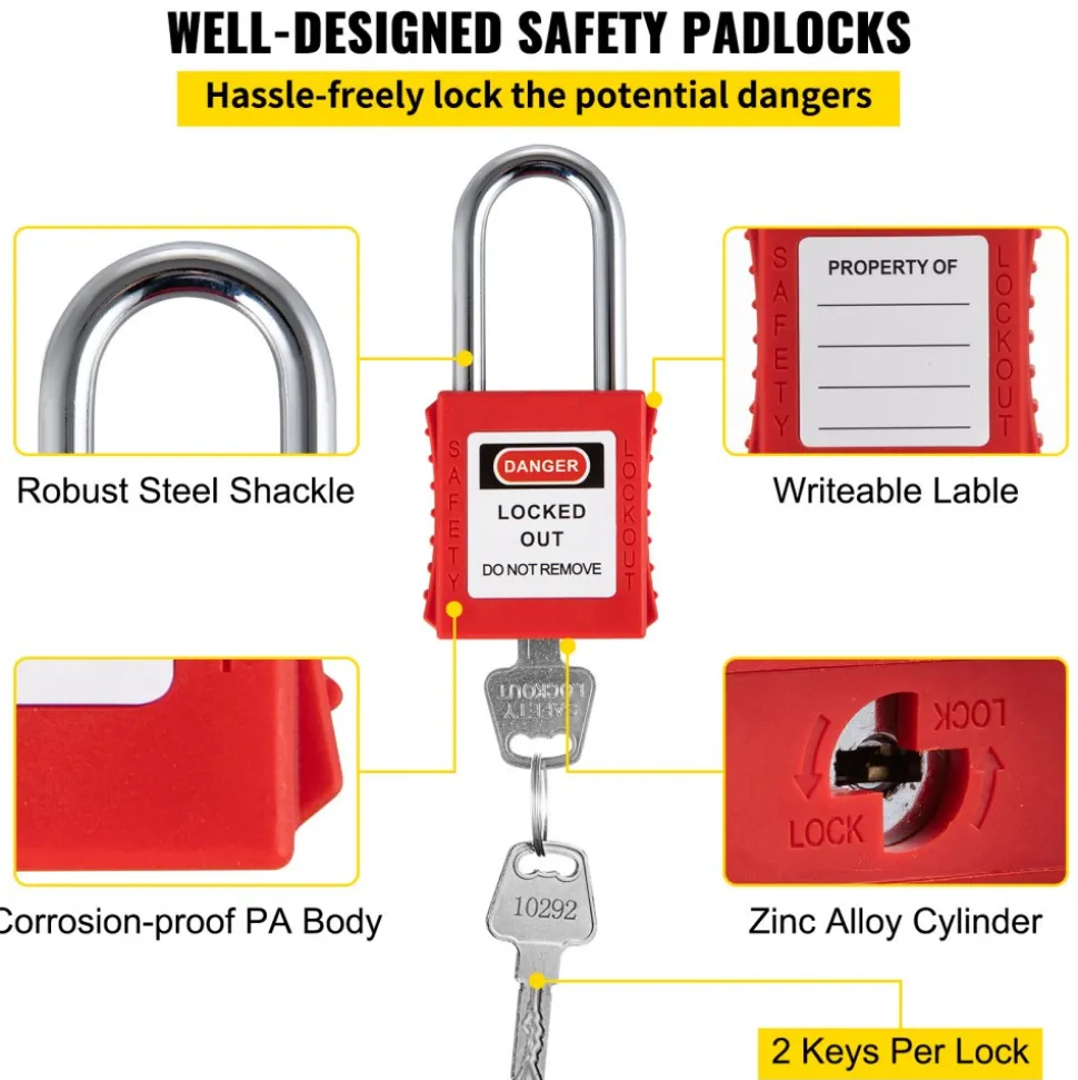 VEVOR 58 PCS Lockout Tagout Kits, Electrical Safety Loto Kit Includes Padlocks, Lockout Station, Hasp, Tags & Zip Ties, Lockout Tagout Safety Tools for Industrial, Electric Power, Machinery