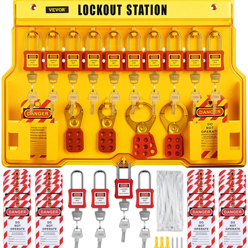 VEVOR 58 PCS Lockout Tagout Kits, Electrical Safety Loto Kit Includes Padlocks, Lockout Station, Hasp, Tags & Zip Ties, Lockout Tagout Safety Tools for Industrial, Electric Power, Machinery