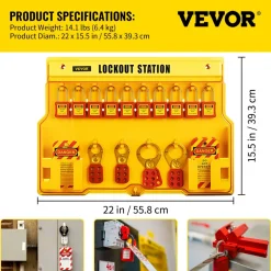VEVOR 58 PCS Lockout Tagout Kits, Electrical Safety Loto Kit Includes Padlocks, Lockout Station, Hasp, Tags & Zip Ties, Lockout Tagout Safety Tools for Industrial, Electric Power, Machinery