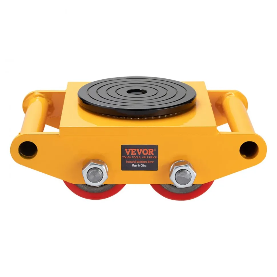 VEVOR 4PCS Machinery Skate Dolly, 17637 LBS/8T Industrial Machinery Mover, Heavy Duty Carbon Steel Machinery Moving Skate with 4 PU Wheels and 360° Rotation Non-Slip Cap for Warehouse, Workshop, Facto