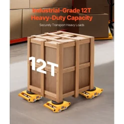 VEVOR 4PCS Machinery Skate Dolly, 26455LBS/12T Industrial Machinery Mover, Heavy Duty Carbon Steel Machinery Moving Skate & 4 Carbon Steel Wheels and 360° Rotation Non-slip Cap for Warehouse, Factory