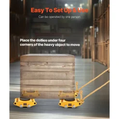 VEVOR 4PCS Machinery Skate Dolly, 26455LBS/12T Industrial Machinery Mover, Heavy Duty Carbon Steel Machinery Moving Skate & 4 Carbon Steel Wheels and 360° Rotation Non-slip Cap for Warehouse, Factory