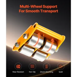 VEVOR 4PCS Machinery Skate Dolly, 26455LBS/12T Industrial Machinery Mover, Heavy Duty Carbon Steel Machinery Moving Skate & 4 Carbon Steel Wheels and 360° Rotation Non-slip Cap for Warehouse, Factory