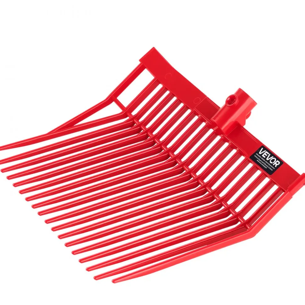 VEVOR 6PCS Manure Fork Replacement Head, 18 Angled Tines Horse Manure Fork Head, Durable Plastic Pitchfork Heads, Horse Mulch Rake for Picking up Stable Stall Muck Grass Hay Cleaning Farm Work