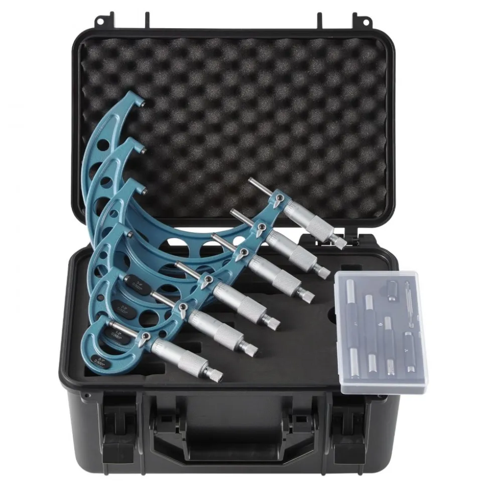 VEVOR 6 PCS Micrometer Set, 0-1"/1-2"/2-3"/3-4"/4-5"/5-6" Machinist Outside Micrometer, Precision 0.0001 Accuracy, Professional Machinist Tools with Protective Case, for Metalworking & Engineering
