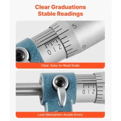 VEVOR 4 PCS Micrometer Set, 0-1"/1-2"/2-3"/3-4" Machinist Outside Micrometer, Ultra-Precision 0.0001 Accuracy, Professional Machinist Tools with Protective Case, for Metalworking & Engineering