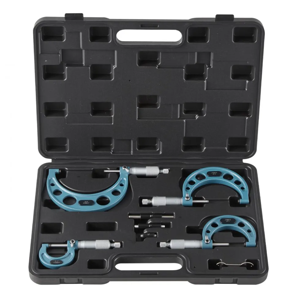 VEVOR 4 PCS Micrometer Set, 0-1"/1-2"/2-3"/3-4" Machinist Outside Micrometer, Ultra-Precision 0.0001 Accuracy, Professional Machinist Tools with Protective Case, for Metalworking & Engineering