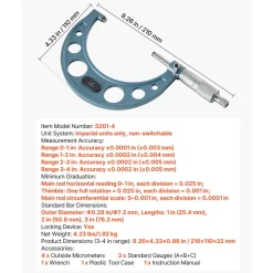 VEVOR 4 PCS Micrometer Set, 0-1