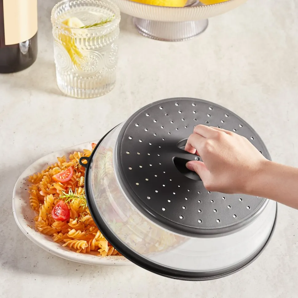 VEVOR 2PCS Microwave Splatter Covers, 10.4" Collapsible Microwave Lid for Food, 300°F Heat-Resistant PP Splatter Guard for Plate Dish, Multi-Use Kitchen Colander Gadget for Washing Fruits Vegetables
