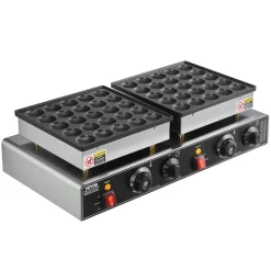 VEVOR 50PCS Mini Dutch Pancake Maker, Non-stick Stainless Steel Dorayaki Baker, 1800W Commercial Electric Poffertjes Grill Pan, Dual Temp & Time Control, for Kitchen Restaurant Breakfast Dessert