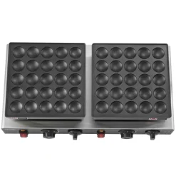 VEVOR 50PCS Mini Dutch Pancake Maker, Non-stick Stainless Steel Dorayaki Baker, 1800W Commercial Electric Poffertjes Grill Pan, Dual Temp & Time Control, for Kitchen Restaurant Breakfast Dessert