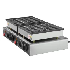 VEVOR 50PCS Mini Dutch Pancake Maker, Non-stick Stainless Steel Dorayaki Baker, 1800W Commercial Electric Poffertjes Grill Pan, Dual Temp & Time Control, for Kitchen Restaurant Breakfast Dessert