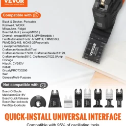 VEVOR 30PCS Multi Tool Blades Kits, Universal Quick Release Oscillating Saw Blades, 8 Types Wood Metal Plastic Oscillating Tool Blades, Fit Dewalt Bosch Milwaukee Hitachi Chicago Craftsman